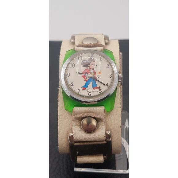Vintage Rare Swiss Made, Majestic Mickey Mouse Burgana Clear Case Watch Running main image 9